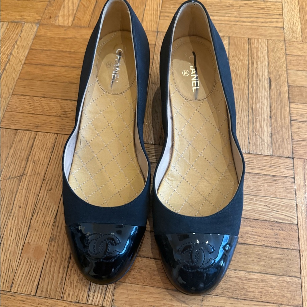 Chanel Blue & Black Flats